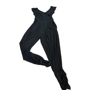 80s Disco Jumpsuit Pantsuit Stretchy Lycra Black‎ New Wave Small Women’s Sequin